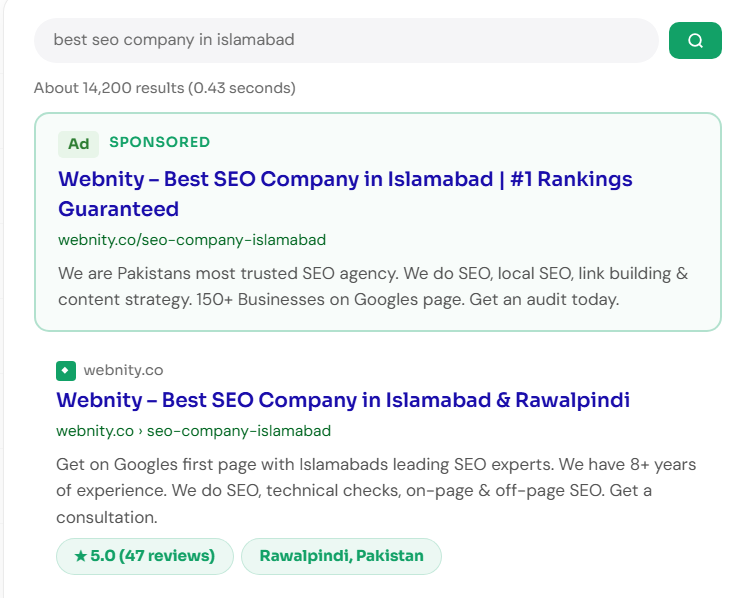 Best SEO company in Islamabad, Pakistan - Webnity